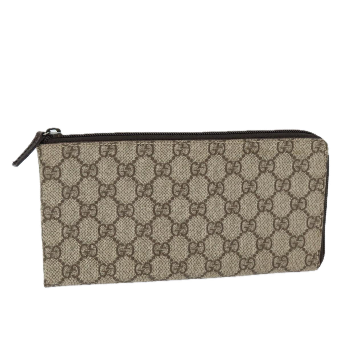 GUCCI GG Supreme Long Wallet PVC Beige 115261 Auth ki4412