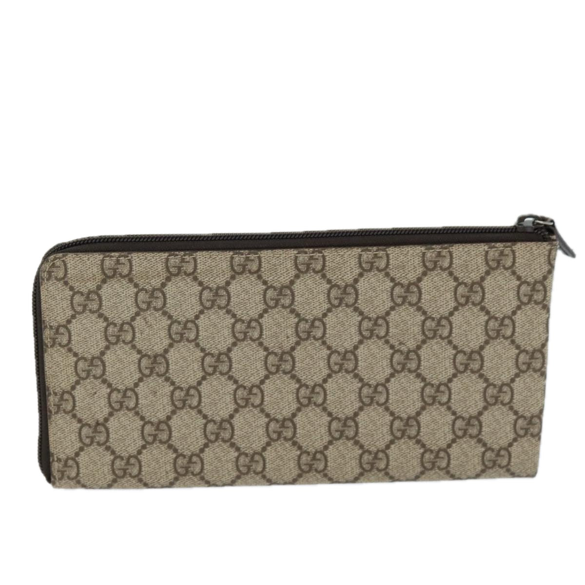 GUCCI GG Supreme Long Wallet PVC Beige 115261 Auth ki4412 - 0