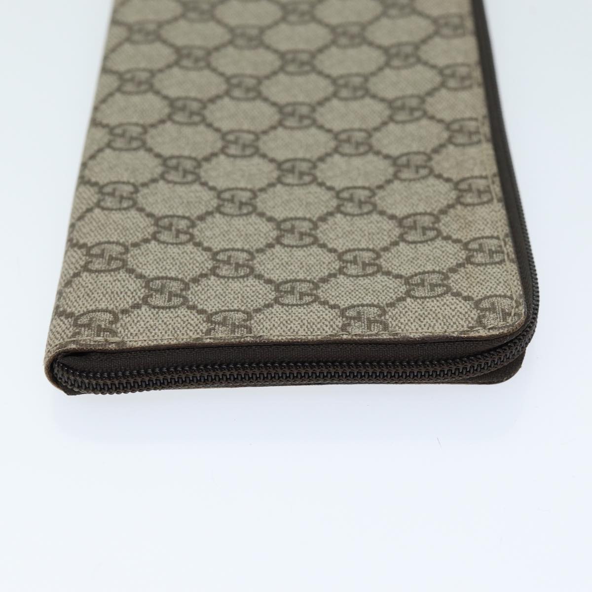 GUCCI GG Supreme Long Wallet PVC Beige 115261 Auth ki4412