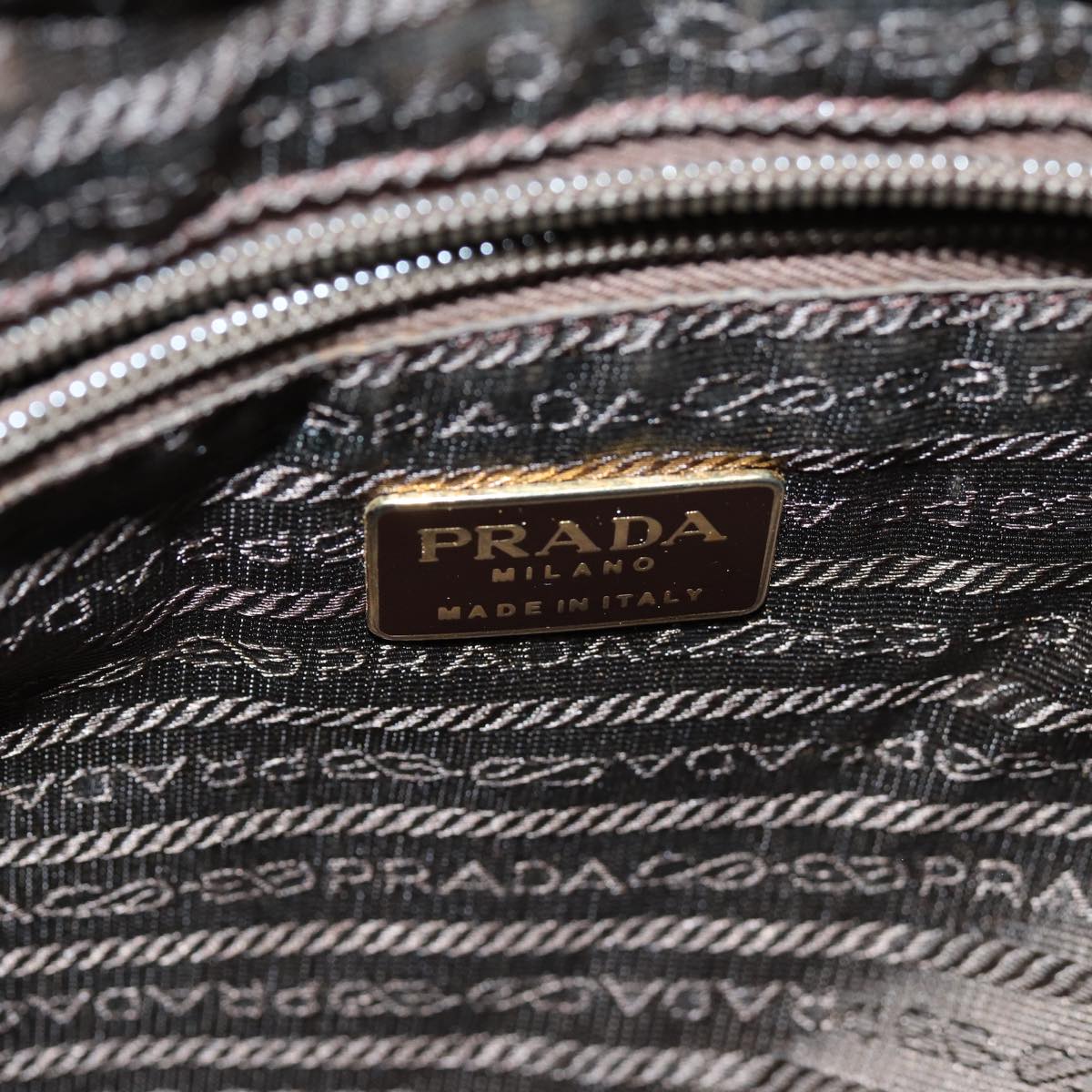 PRADA Quilted Chain Shoulder Bag Nylon Beige Auth ki4426