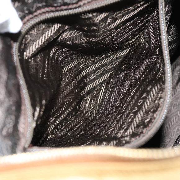 PRADA Quilted Chain Shoulder Bag Nylon Beige Auth ki4426