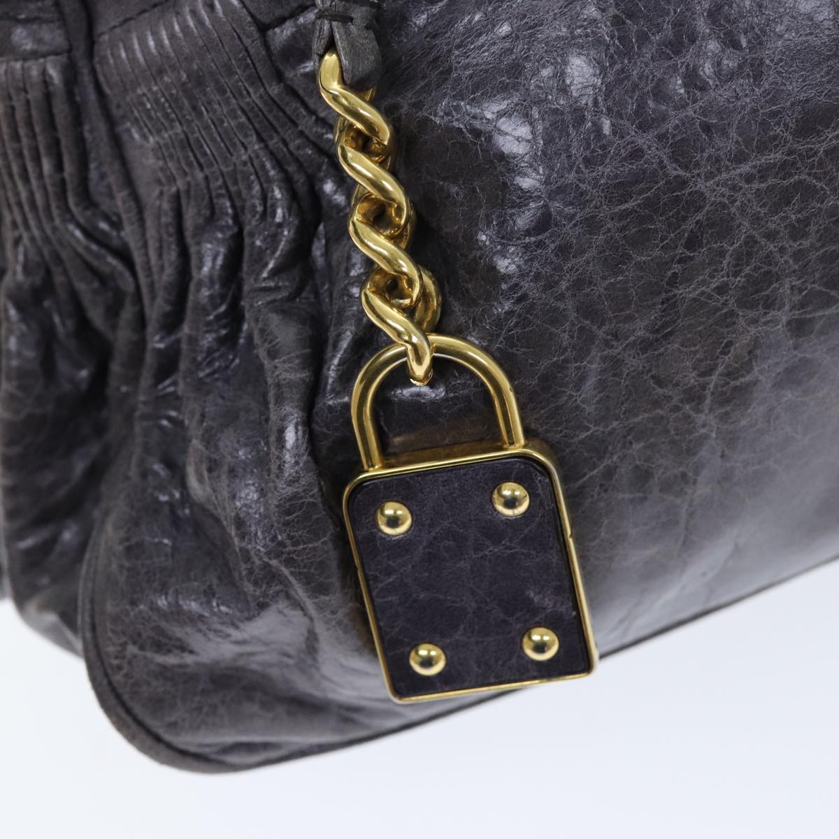 Miu Miu Hand Bag Leather 2way Shoulder Bag Purple Auth ki4427