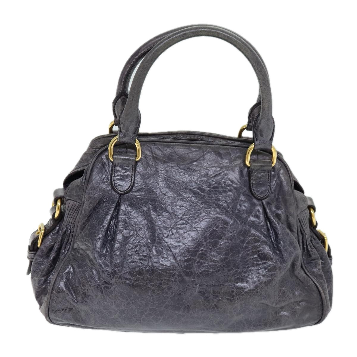 Miu Miu Hand Bag Leather 2way Shoulder Bag Purple Auth ki4427 - 0
