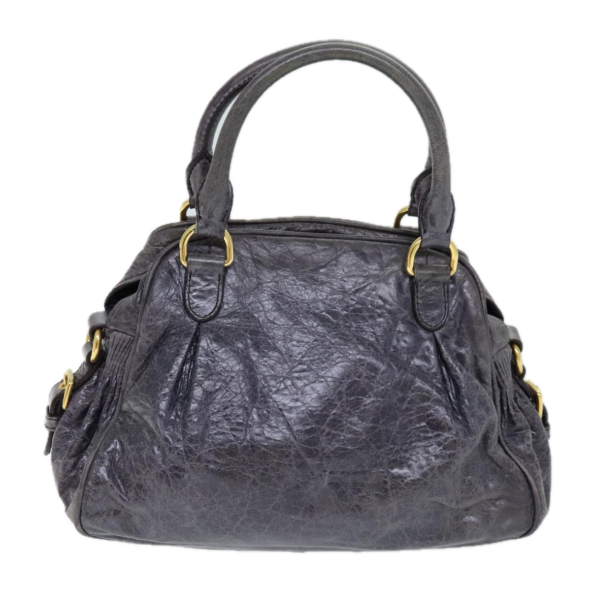 Miu Miu Hand Bag Leather 2way Shoulder Bag Purple Auth ki4427