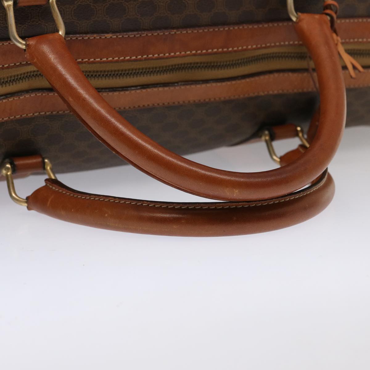 CELINE Macadam Canvas Boston Bag PVC Brown Auth ki4461