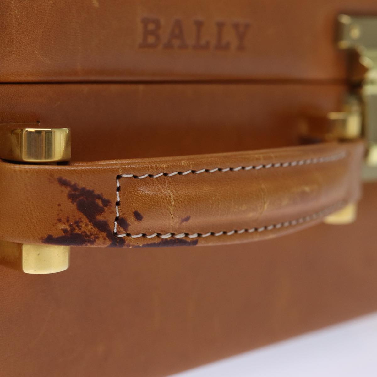 BALLY Attache Case Hand Bag Leather 2way Black Brown Auth ki4469