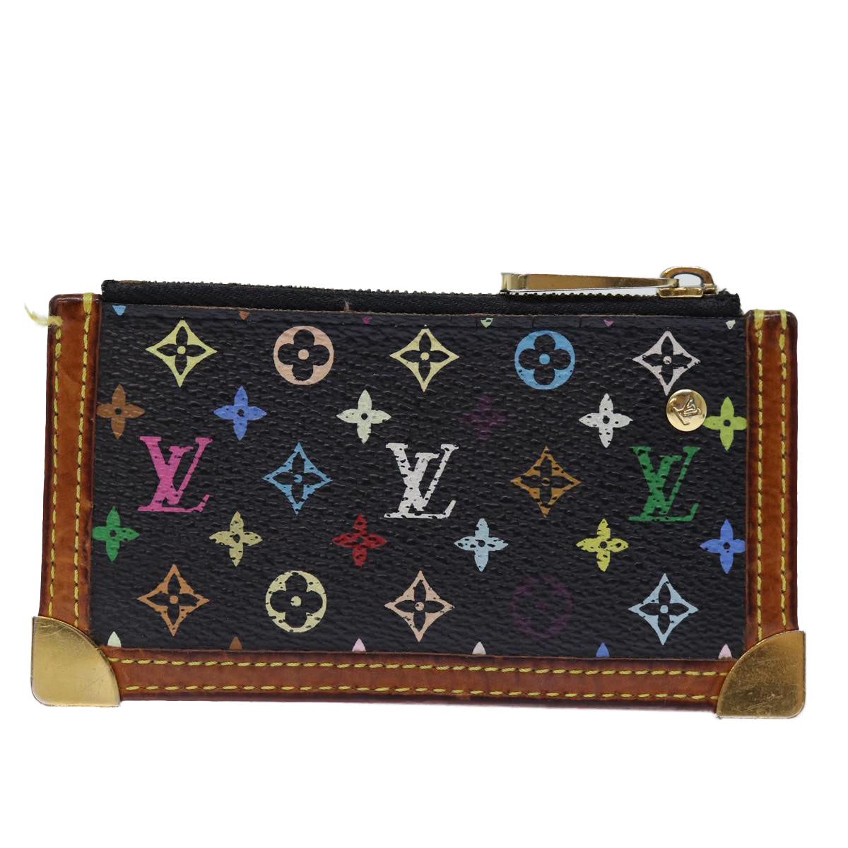 LOUIS VUITTON Monogram Multicolor Pochette Cles Purse Black M92654 Auth ki4471 - 0