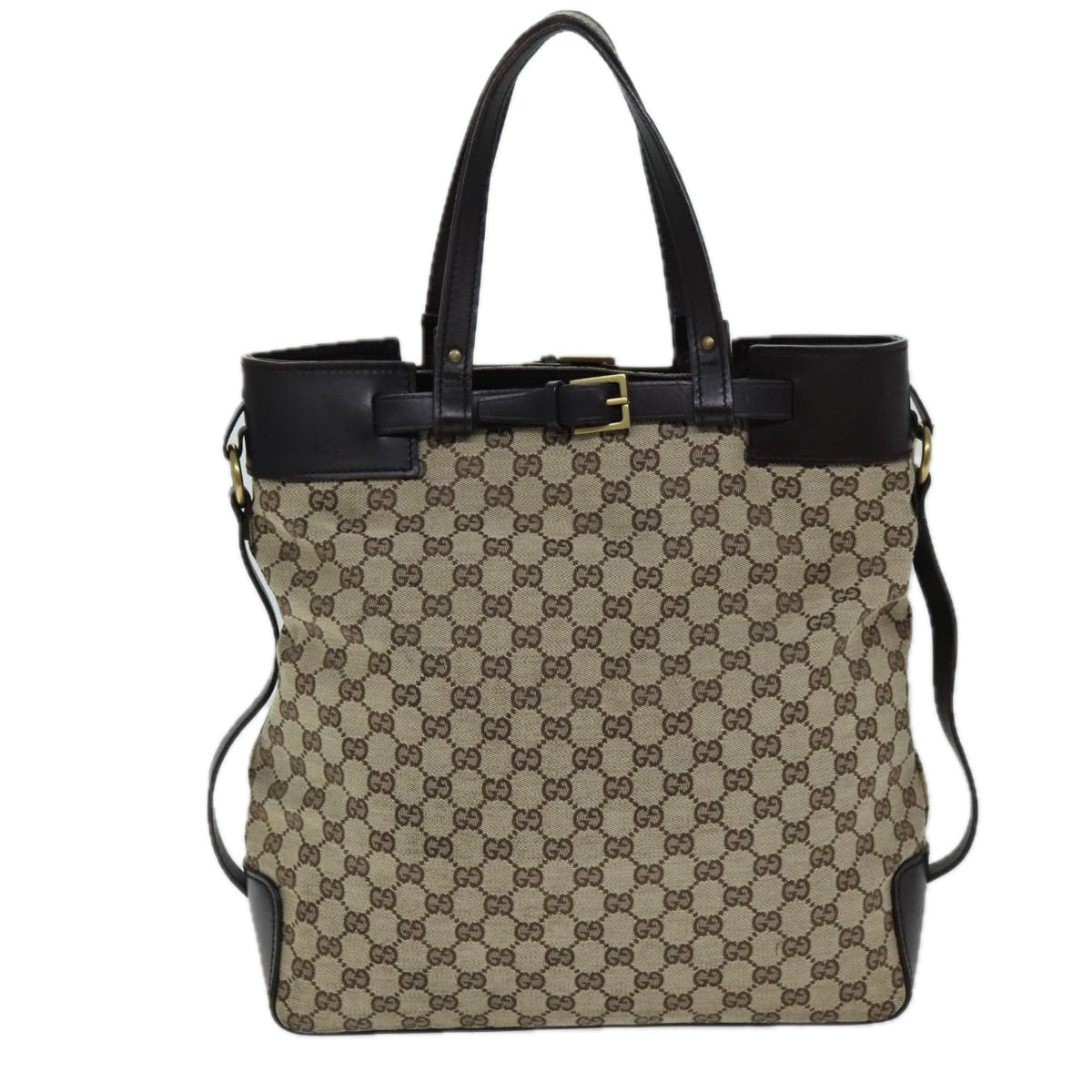 GUCCI GG Canvas Tote Bag Beige 107756 Auth ki4479