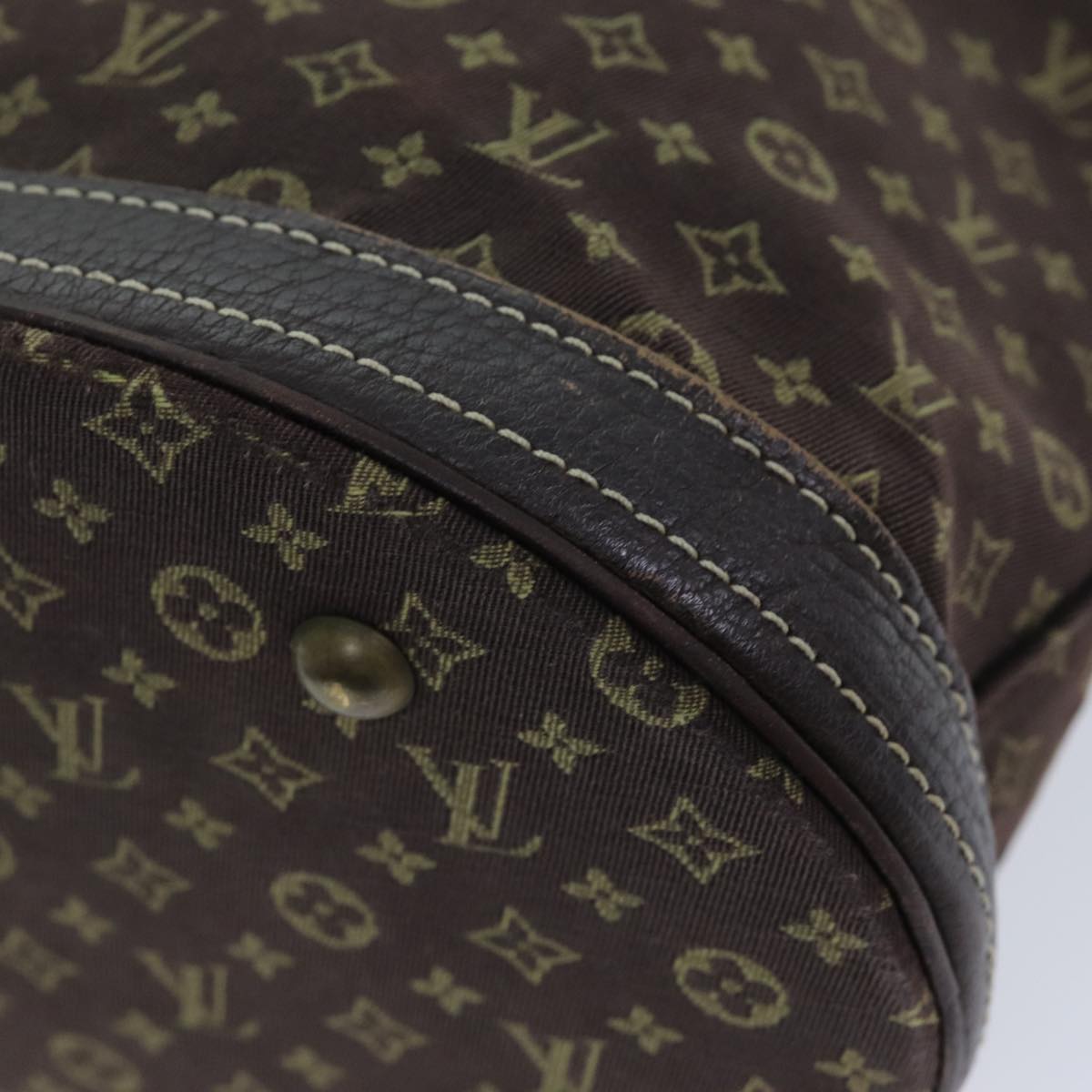 LOUIS VUITTON Monogram Mini Lin Bucket PM Shoulder Bag Brown M95226 Auth ki4480