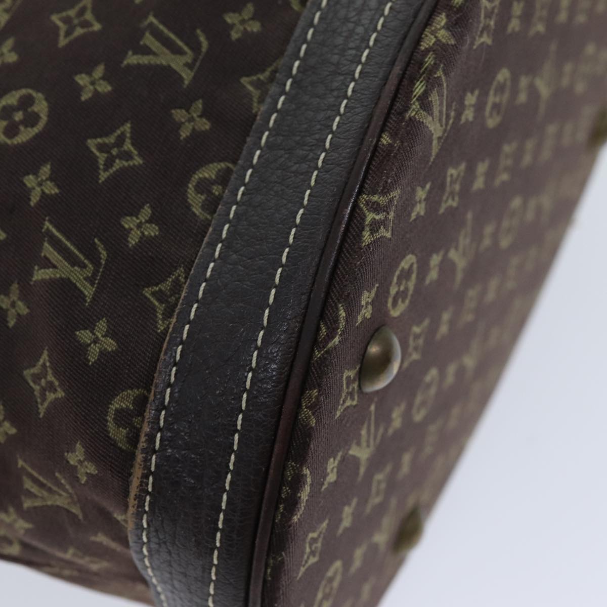 LOUIS VUITTON Monogram Mini Lin Bucket PM Shoulder Bag Brown M95226 Auth ki4480