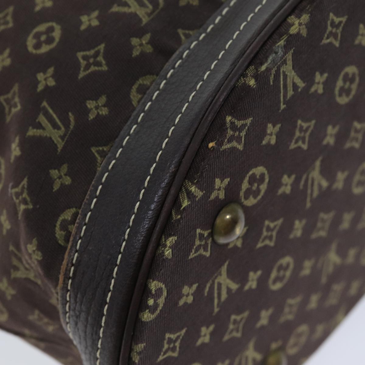 LOUIS VUITTON Monogram Mini Lin Bucket PM Shoulder Bag Brown M95226 Auth ki4480