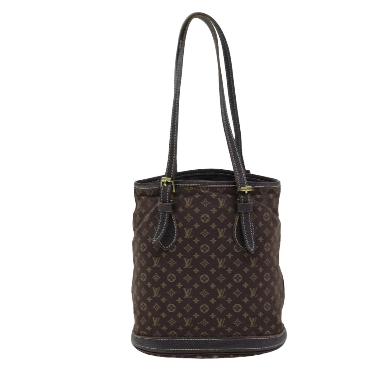 LOUIS VUITTON Monogram Mini Lin Bucket PM Shoulder Bag Brown M95226 Auth ki4480