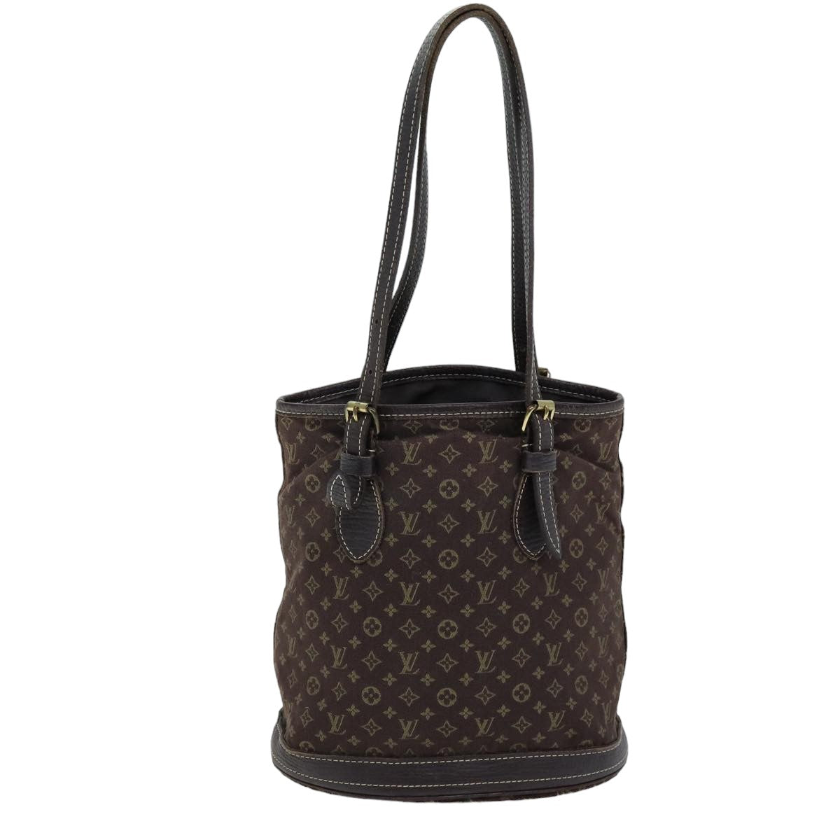 LOUIS VUITTON Monogram Mini Lin Bucket PM Shoulder Bag Brown M95226 Auth ki4480