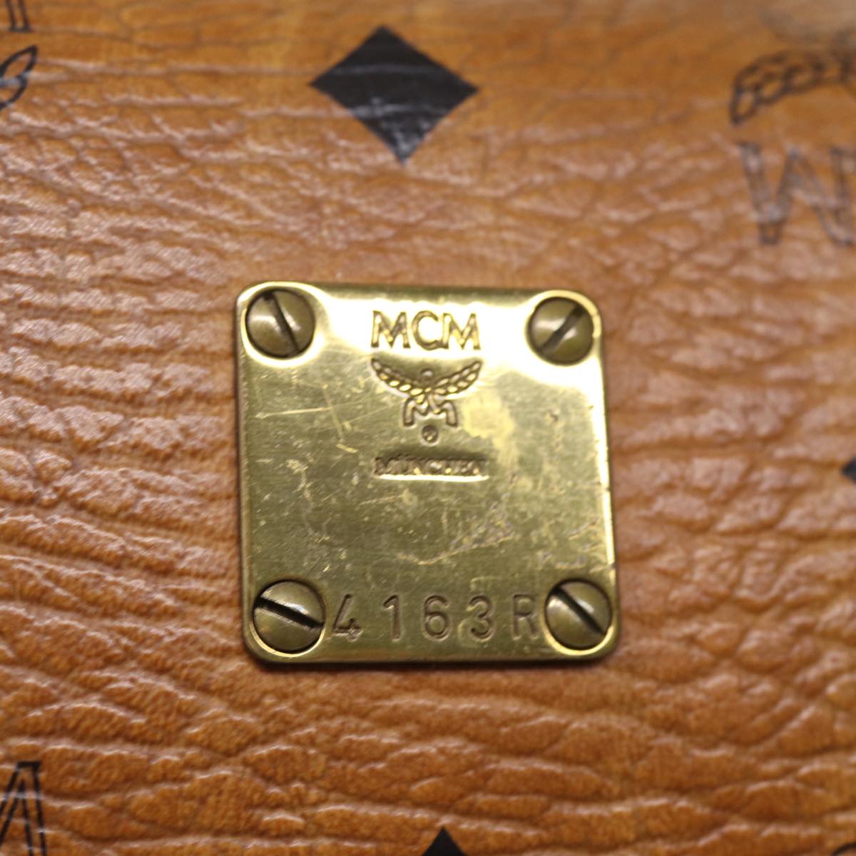 MCM Vicetos Logogram Boston Bag PVC Leather Brown Auth ki4489