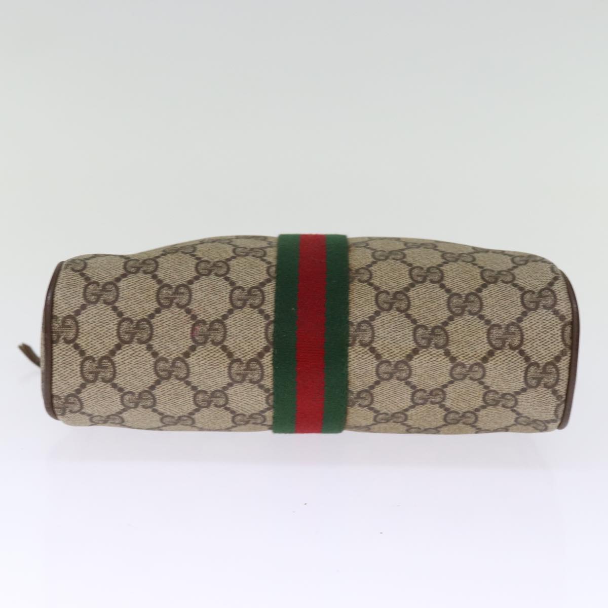 GUCCI GG Supreme Web Sherry Line Clutch Bag PVC Beige Red 89 01 012 Auth ki4502