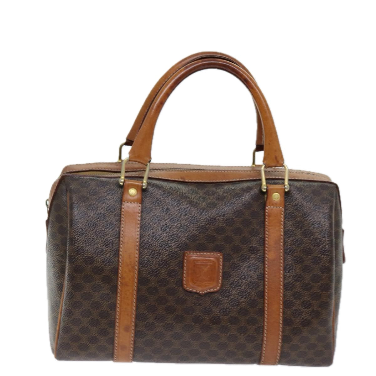 CELINE Macadam Canvas Boston Bag PVC Brown Auth ki4503