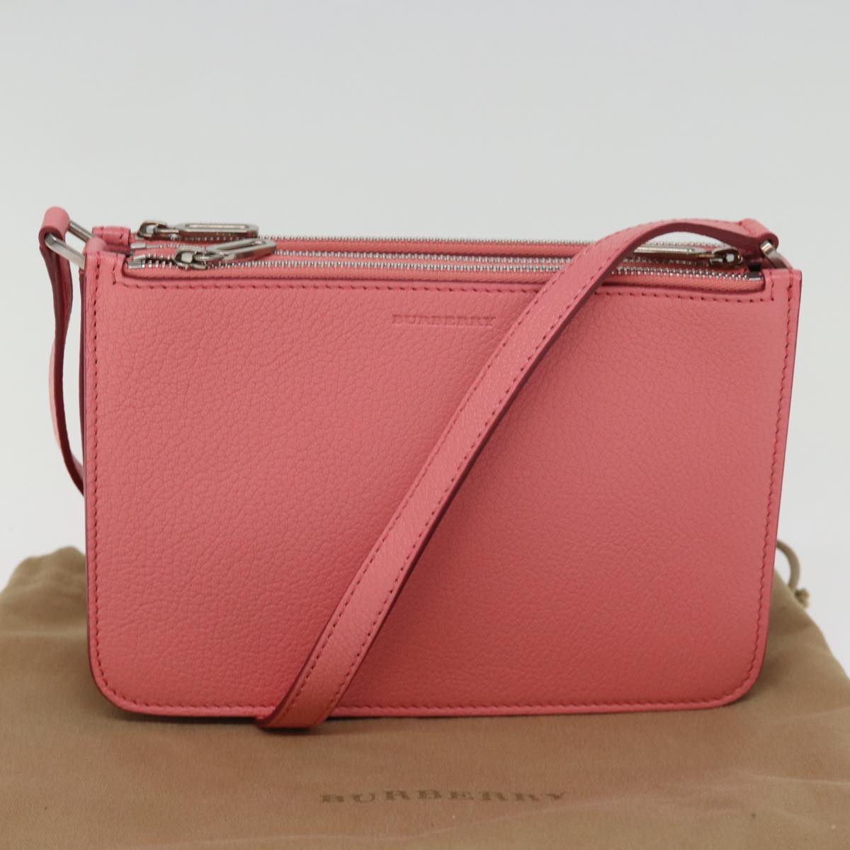 BURBERRY Shoulder Bag Leather Pink Auth ki4506