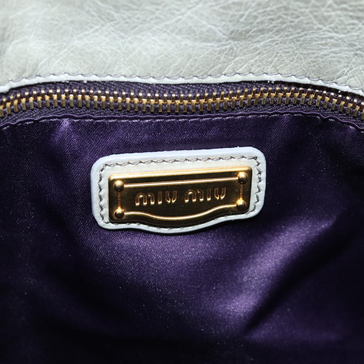 Miu Miu Hand Bag Leather Gray Auth ki4508