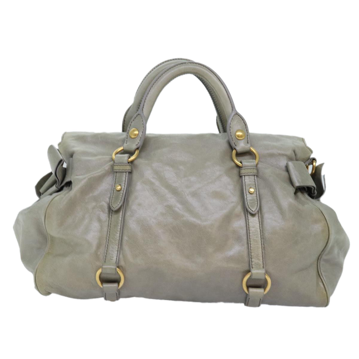 Miu Miu Hand Bag Leather Gray Auth ki4508 - 0