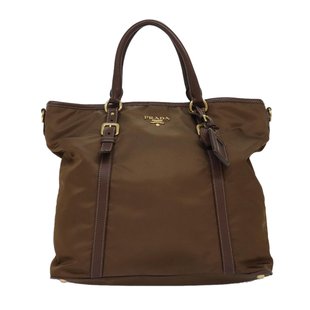 PRADA Tote Bag Nylon 2way Brown Auth ki4513