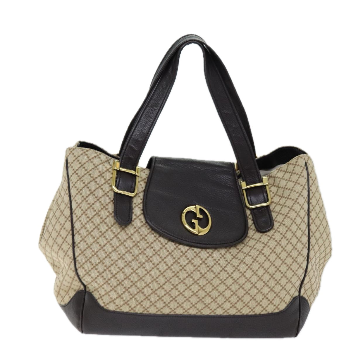 GUCCI Diamante Hand Bag Canvas Beige 251826 Auth ki4519