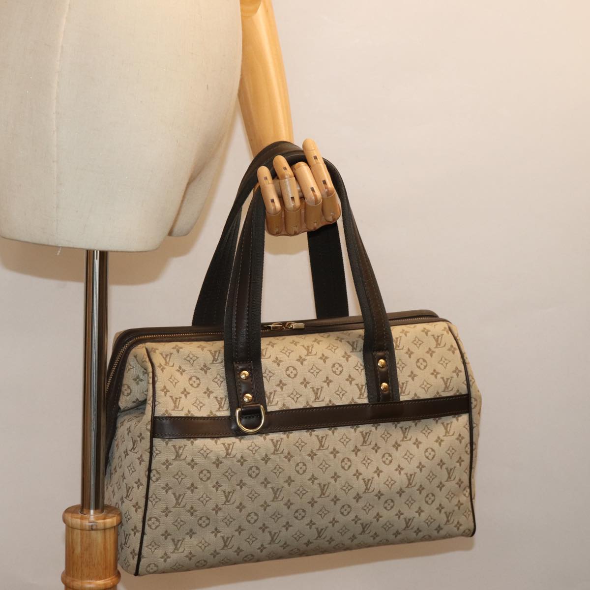 LOUIS VUITTON Monogram Mini Josephine GM Hand Bag Khaki M92310 LV Auth ki4533