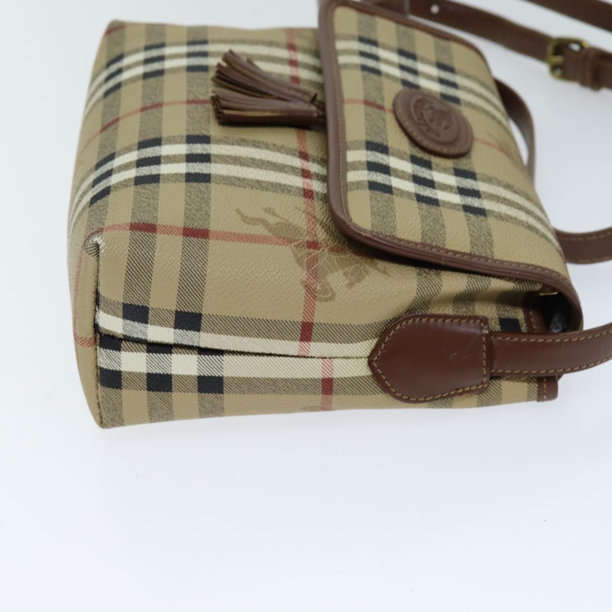 Burberrys Nova Check Shoulder Bag PVC Leather Auth ki4534
