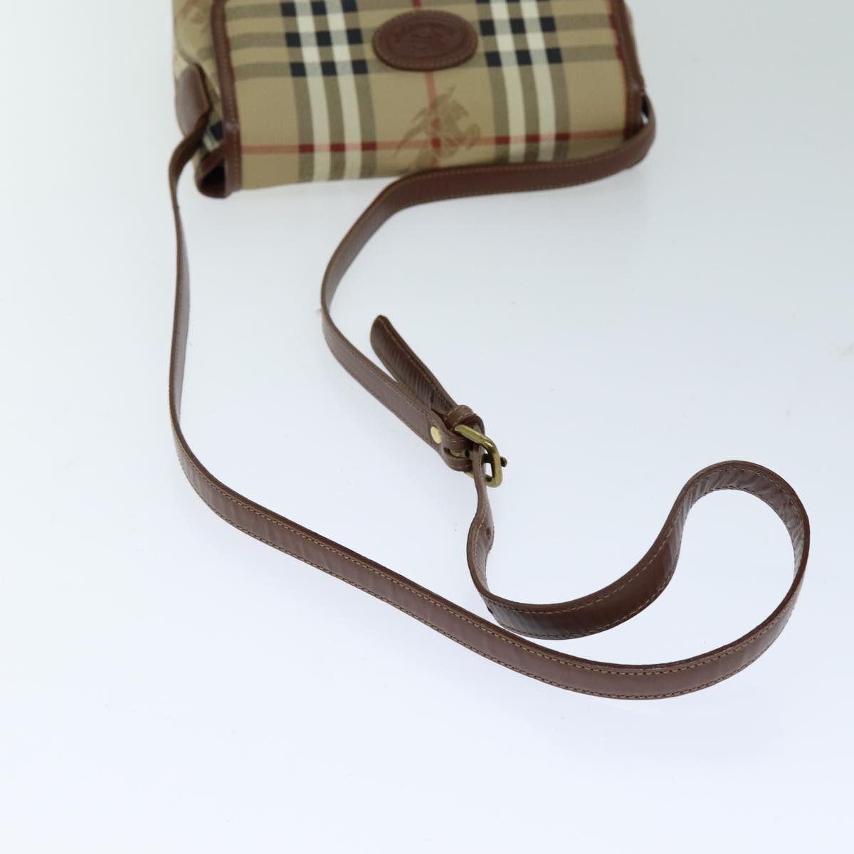 Burberrys Nova Check Shoulder Bag PVC Leather Auth ki4534