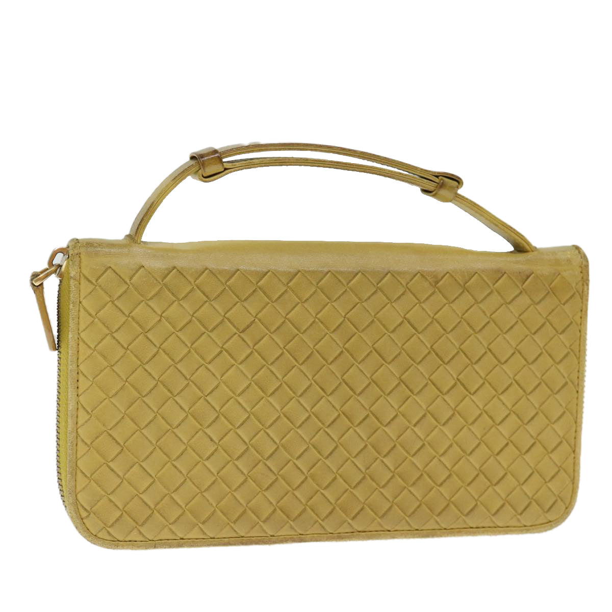 BOTTEGA VENETA INTRECCIATO Organizer Wallet Leather Yellow Auth ki4541