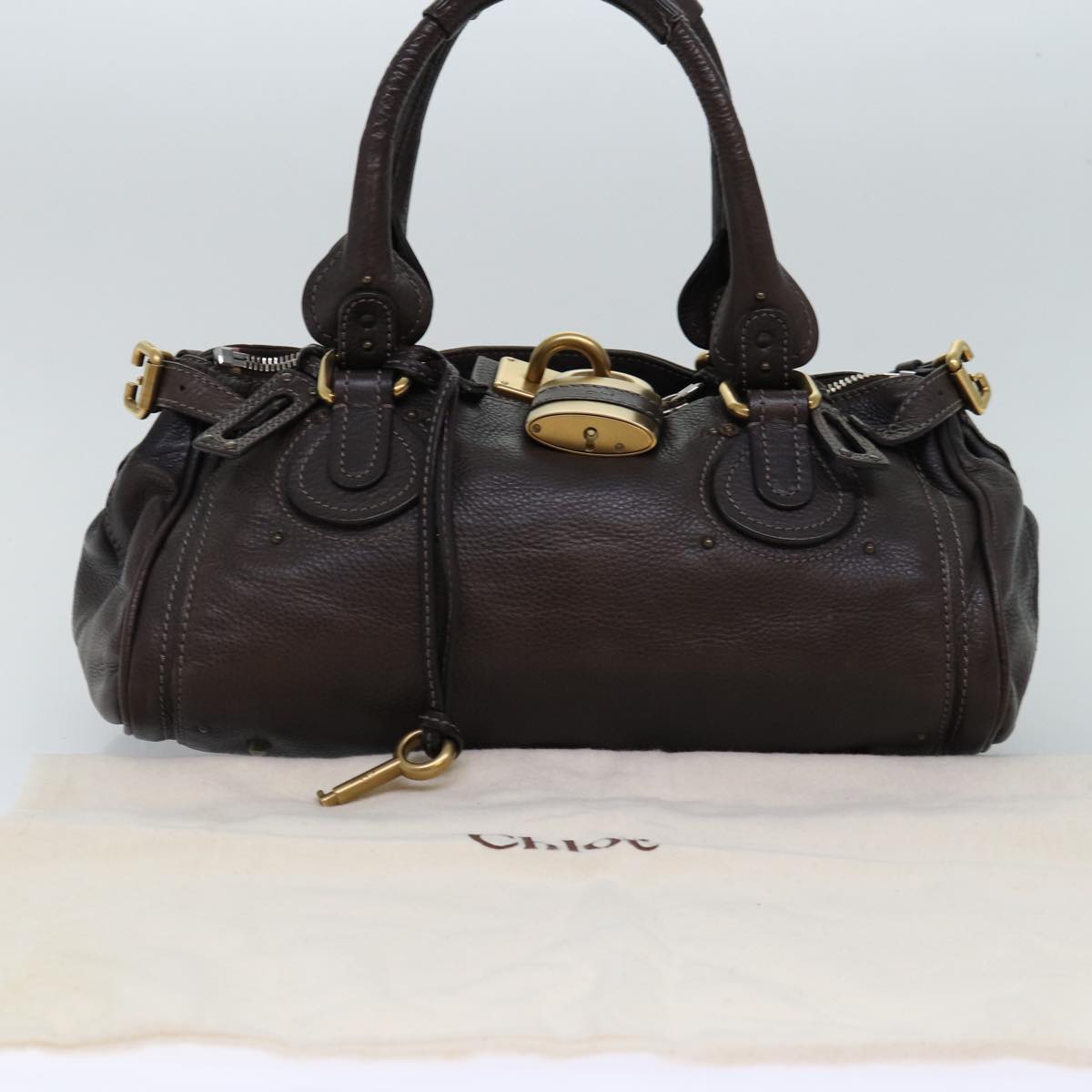 Chloe Paddington Hand Bag Leather Brown Auth ki4544