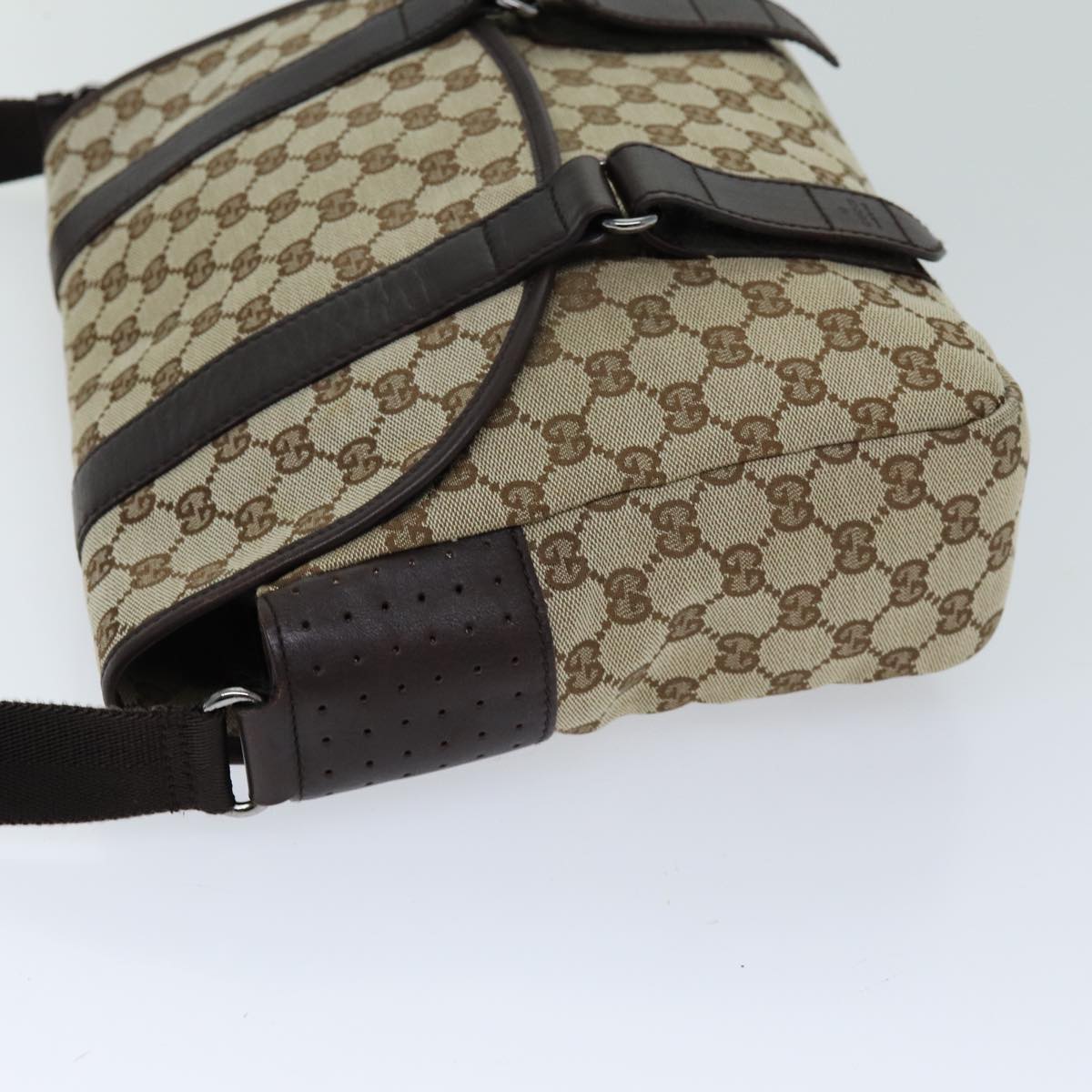 GUCCI GG Canvas Shoulder Bag Beige 145859 Auth ki4545