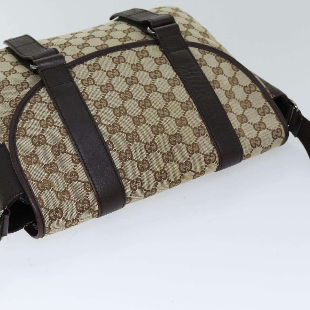 GUCCI GG Canvas Shoulder Bag Beige 145859 Auth ki4545