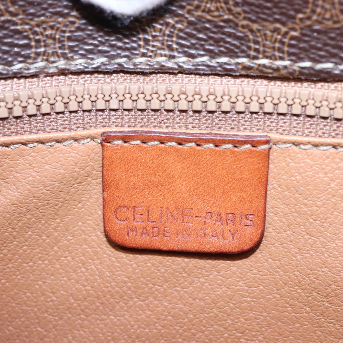 CELINE Macadam Canvas Shoulder Bag PVC Leather Brown Auth ki4552