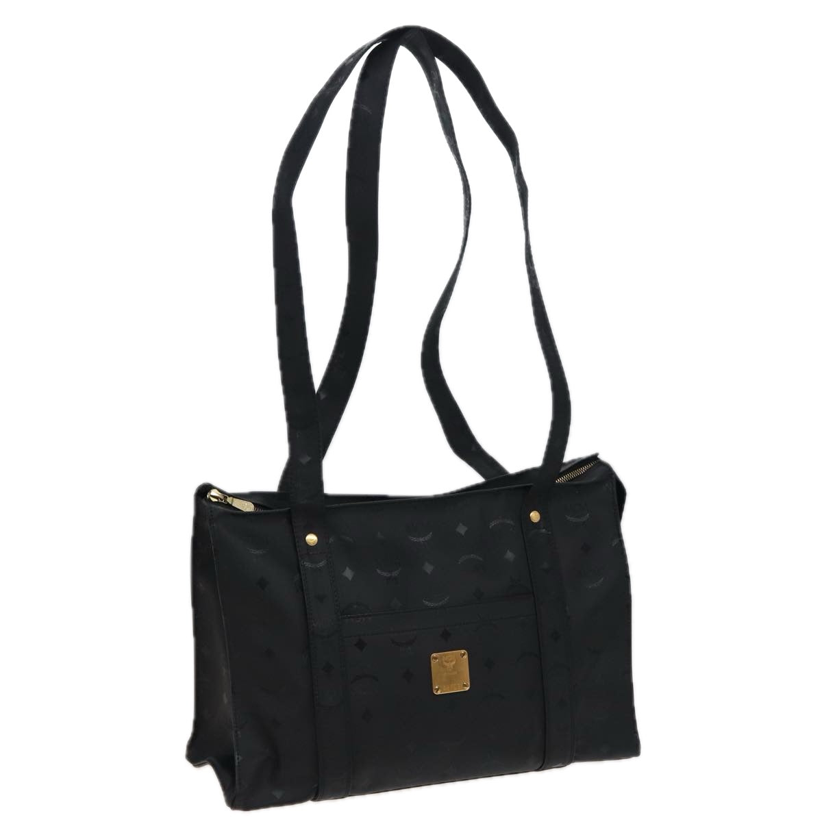 MCM Vicetos Logogram Tote Bag PVC Black Auth ki4555