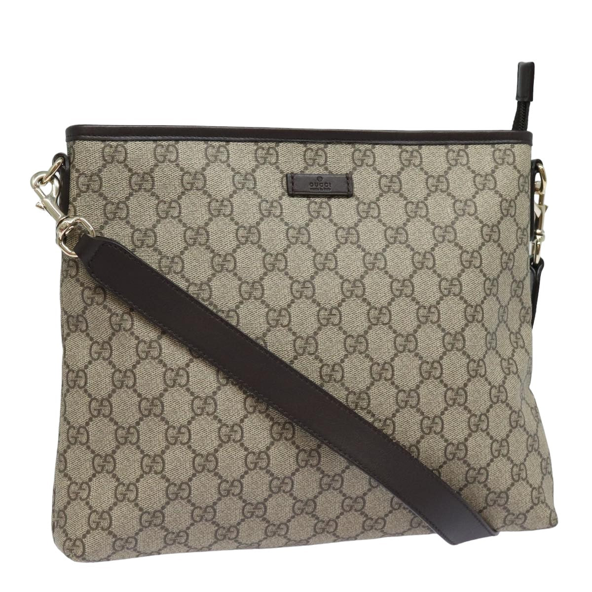 GUCCI GG Supreme Shoulder Bag PVC Beige 388924 Auth ki4557A