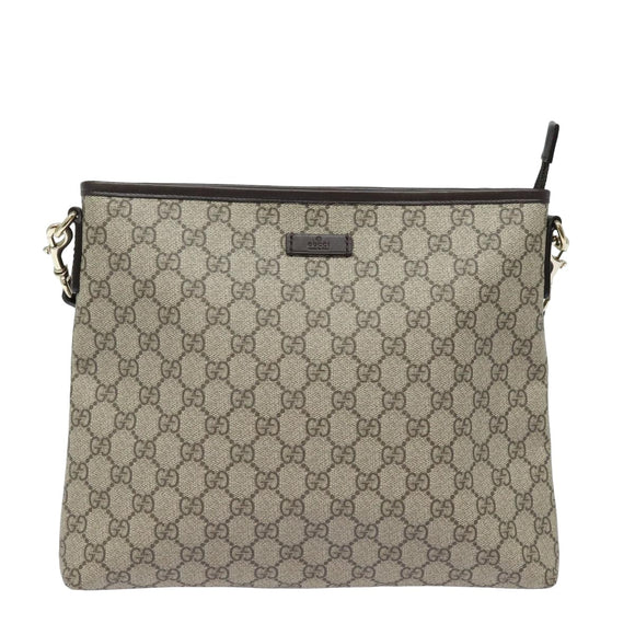 GUCCI GG Supreme Shoulder Bag PVC Beige 388924 Auth ki4557A