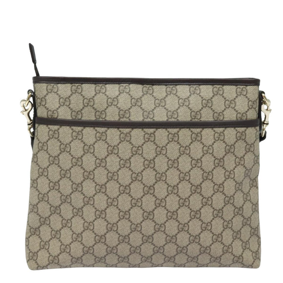 GUCCI GG Supreme Shoulder Bag PVC Beige 388924 Auth ki4557A