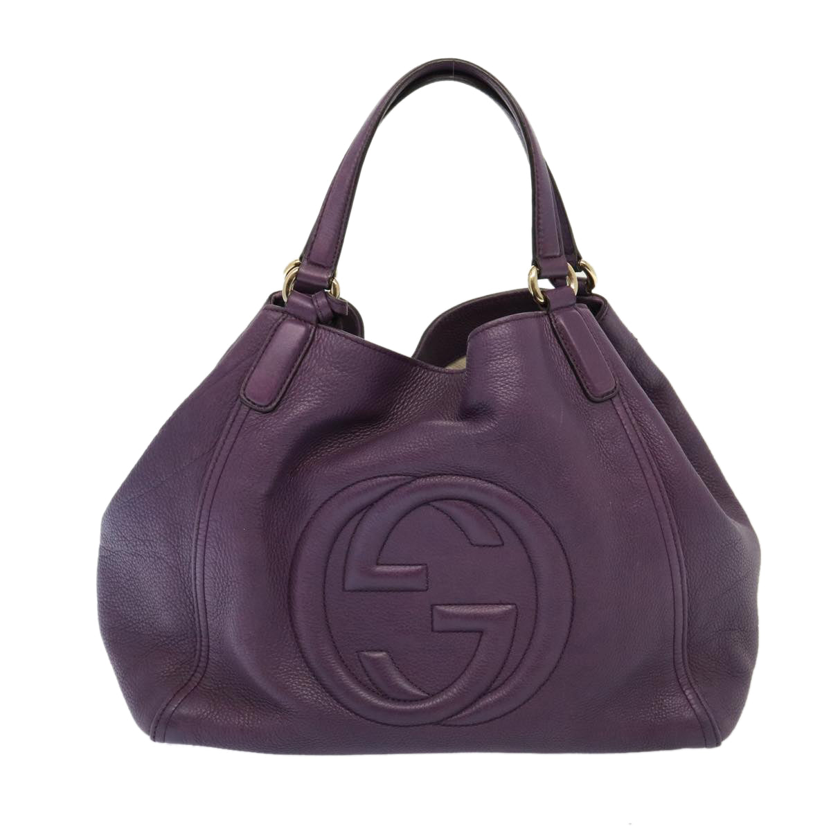 GUCCI Soho Interlocking Fringe Tote Bag Leather Purple 282309 Auth ki4558 - 0