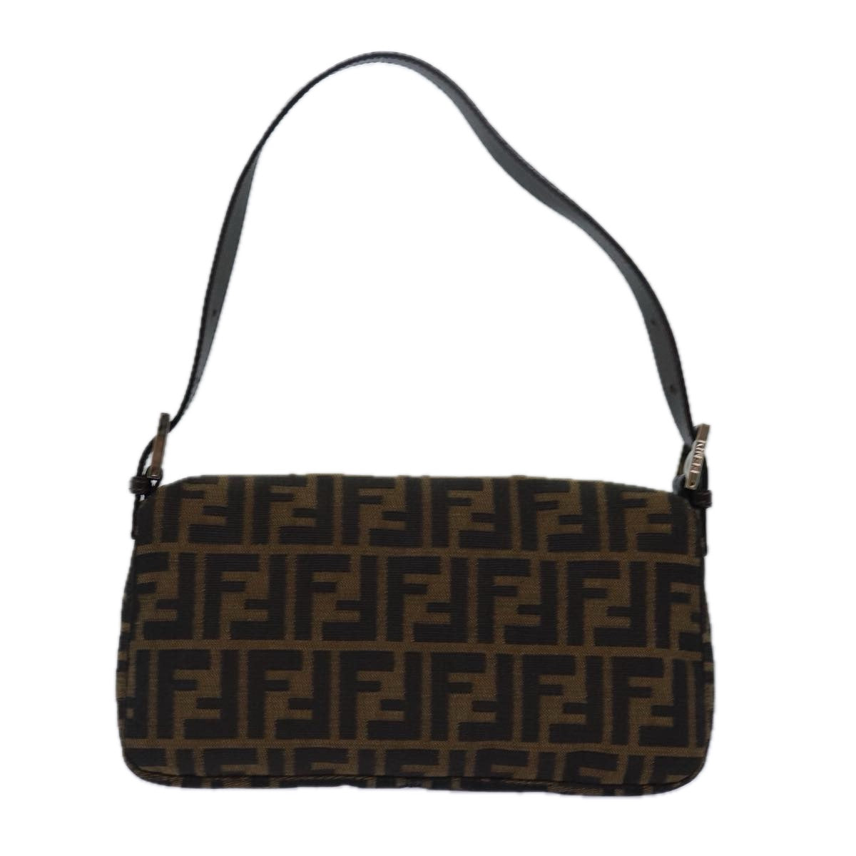 FENDI Zucca Canvas Mamma Baguette Shoulder Bag Brown Black Auth ki4559A