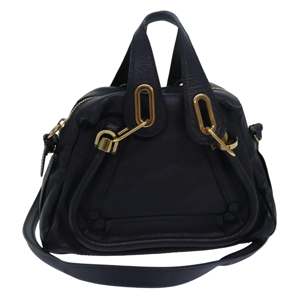 Chloe Mini Paraty Hand Bag Leather 2way Black 02 15 50 65 Auth ki4561