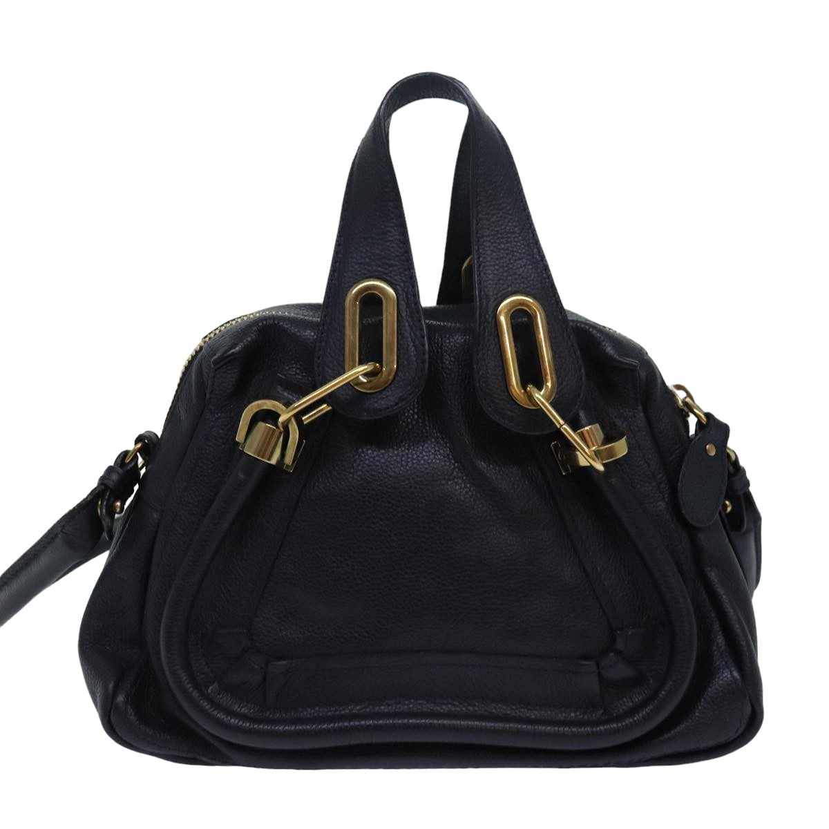 Chloe Mini Paraty Hand Bag Leather 2way Black 02 15 50 65 Auth ki4561 - 0