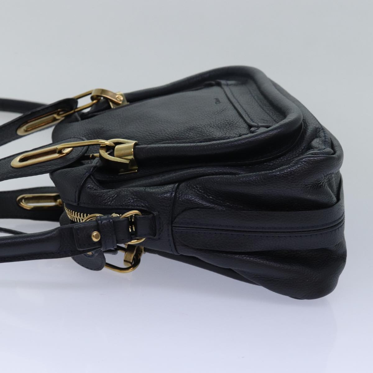 Chloe Mini Paraty Hand Bag Leather 2way Black 02 15 50 65 Auth ki4561