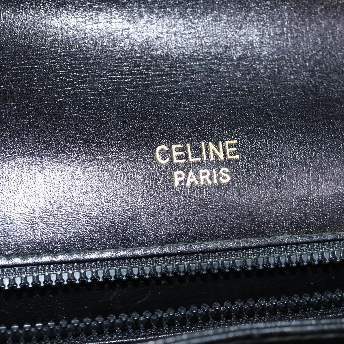 CELINE Horse Carriage Shoulder Bag Leather Black Auth ki4569