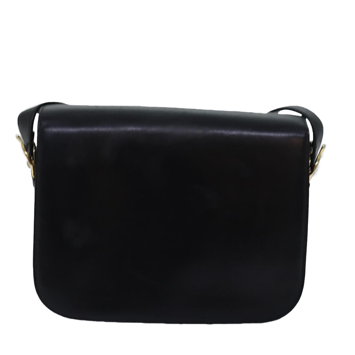 CELINE Horse Carriage Shoulder Bag Leather Black Auth ki4569