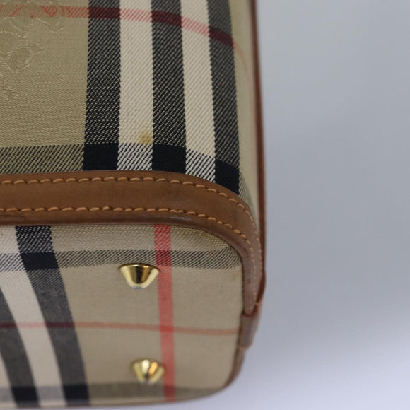 Burberrys Nova Check Hand Bag Canvas Beige Auth ki4571