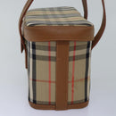 Burberrys Nova Check Hand Bag Canvas Beige Auth ki4571-4