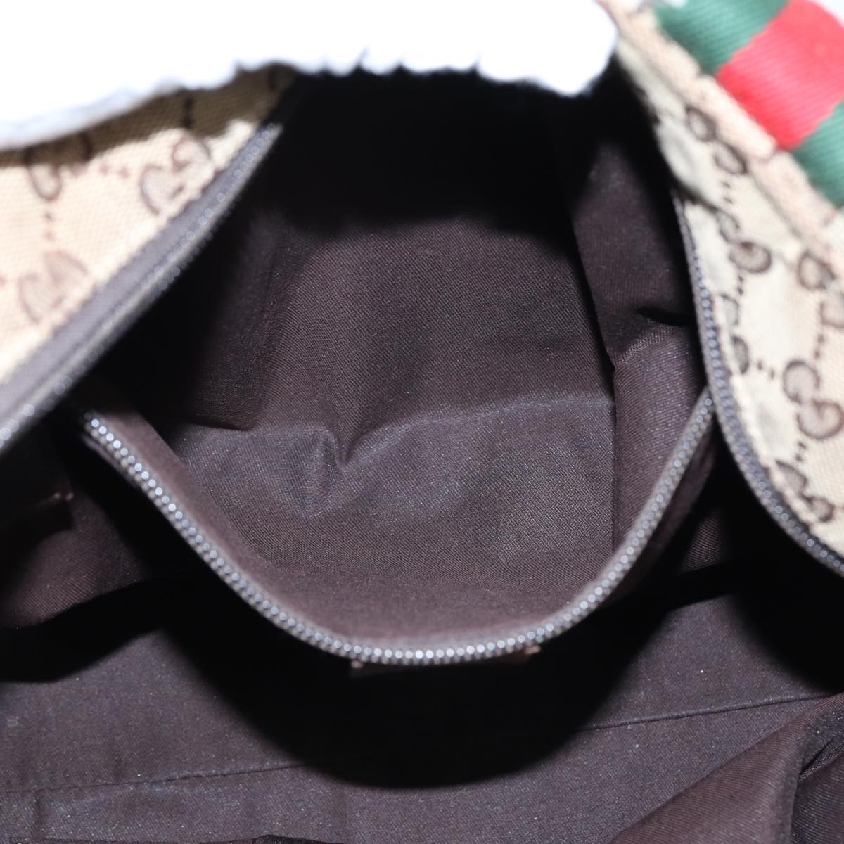 GUCCI GG Canvas Web Sherry Line Tote Bag Beige Red Green 131230 Auth ki4581