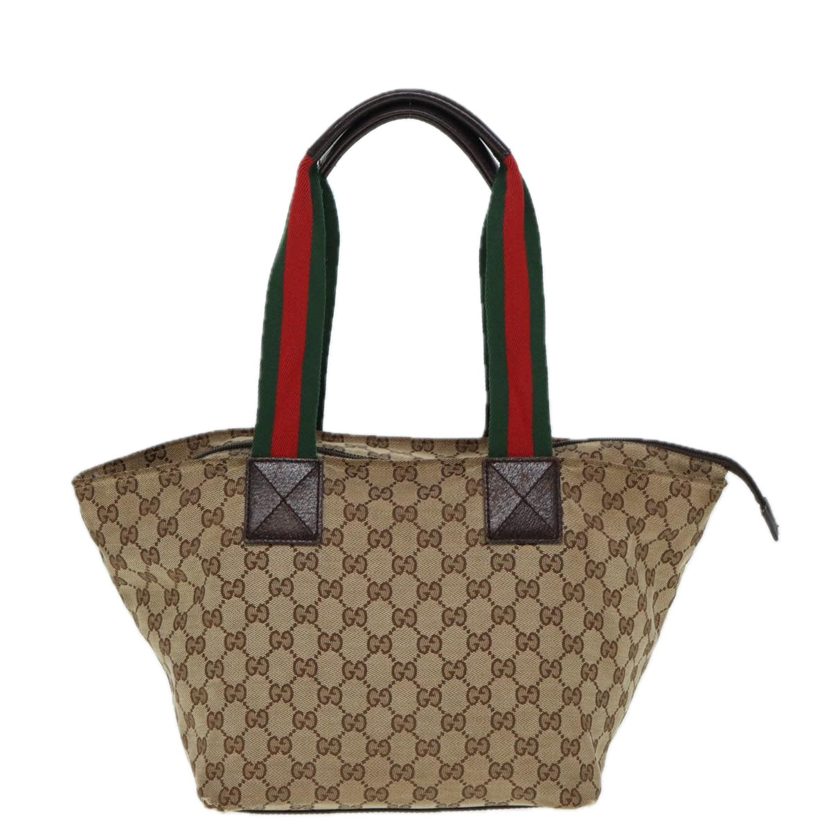 GUCCI GG Canvas Web Sherry Line Tote Bag Beige Red Green 131230 Auth ki4581