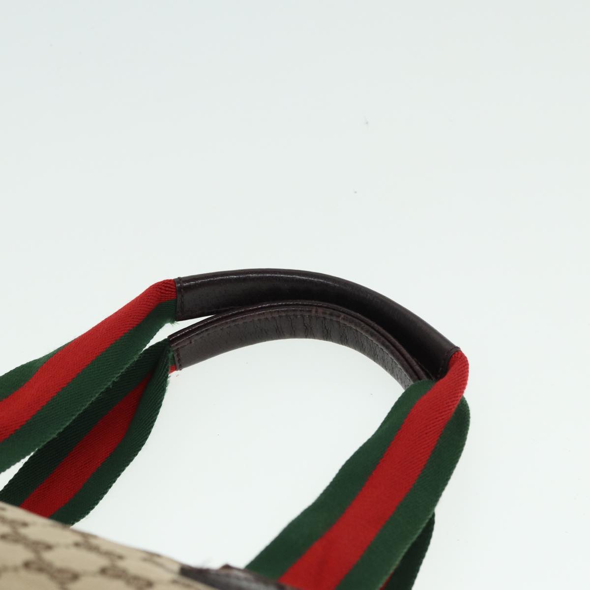 GUCCI GG Canvas Web Sherry Line Tote Bag Beige Red Green 131230 Auth ki4581