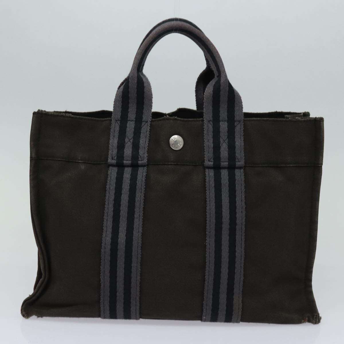 HERMES Fourre Tout Tote Bag Canvas 5Set Gray Red Brown Auth ki4591